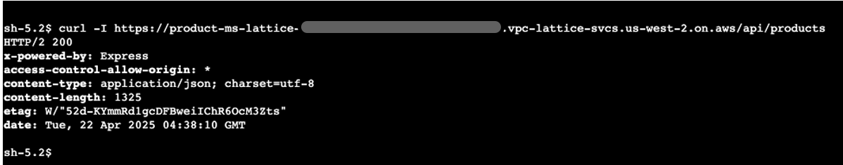 Product service validation in terminal using curl command